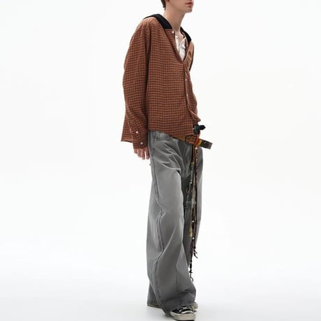 contrast hood check shirt　VG1165