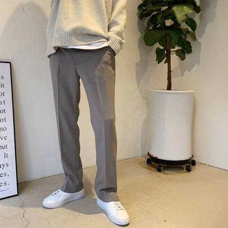 hem slit straight slacks /2color　VG1256