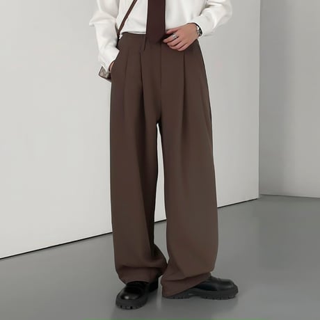 tuck wide straight slacks /2color　VG1066