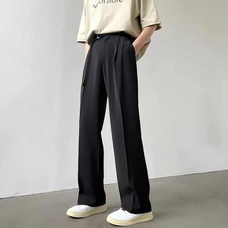 belted wide drape slacks /2color　VM1166