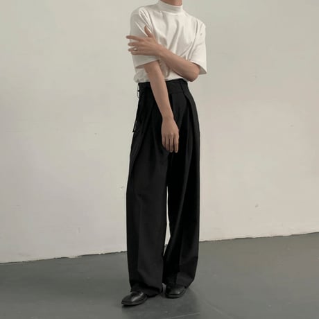 tie-belt wrap wide slacks /2color　VG1154