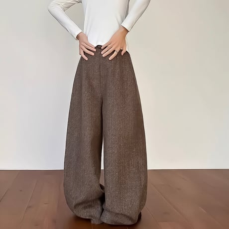 structured tucked wide pants /2color　VM1132