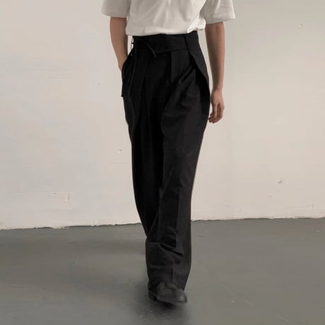 tie-belt wrap wide slacks /2color　VG1154