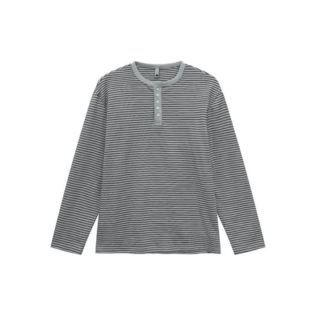 striped slim henley neck tee /3color　VG1305