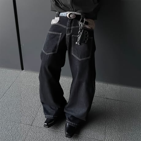 boa panel stitch wide denim　VM1061