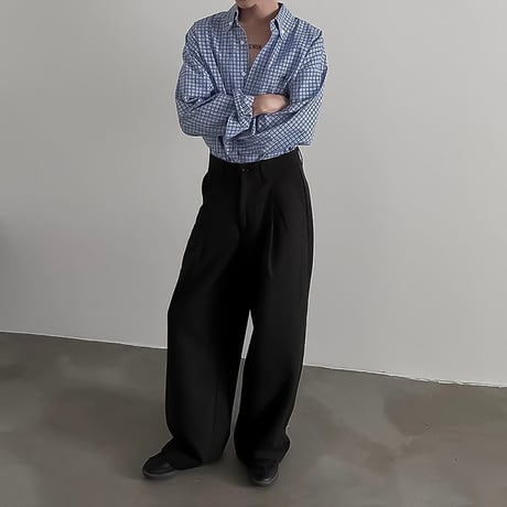 minimalist zip-up shirt /2color　VM1019