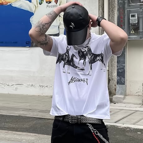 doberman graphic oversized tee /2color　VM1033