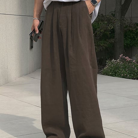linen like wide straight slacks VG1286
