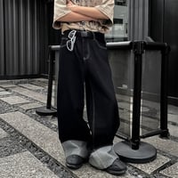 mega wide rolled-up black denim　VM1053