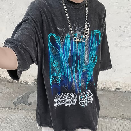 washed graphic oversized tee　VM1039