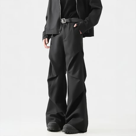 drape curved wide slacks /2color　VM1102