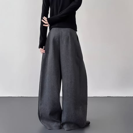 structured tucked wide pants /2color　VM1132