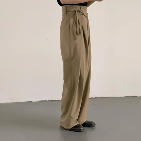tie-belt wrap wide slacks /2color　VG1154