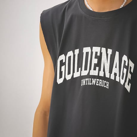 black college logo sleeveless　VM1028