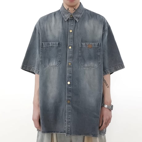 oversized washed linen shirt /2color　VM1097