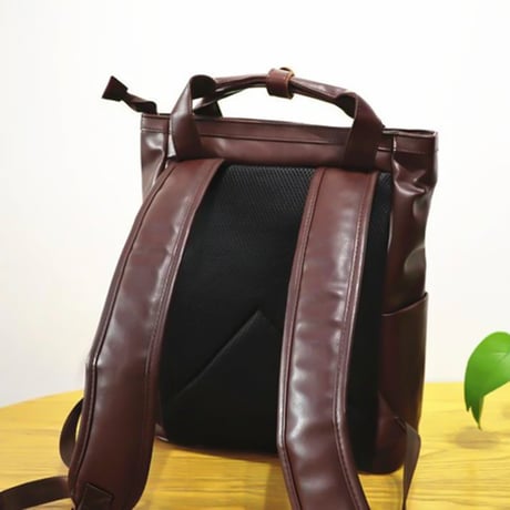 minimal square leather backpack /4color　VG1197