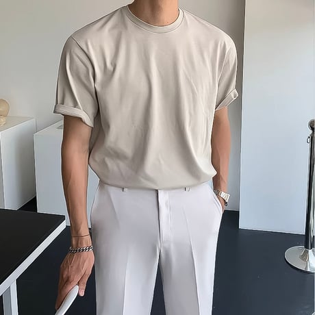 minimal straight center press slacks /2color　VG1316