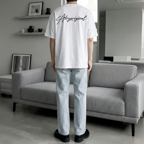 script graphic oversized tee /2color　VM1114