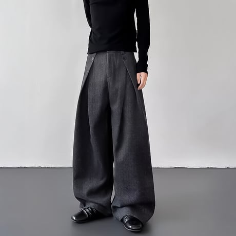 structured tucked wide pants /2color　VM1132