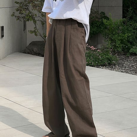 linen like wide straight slacks VG1286