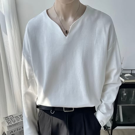 minimal oversized v-neck cutsew /2color　VG1338