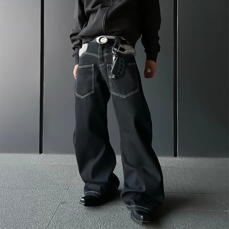 boa panel stitch wide denim　VM1061