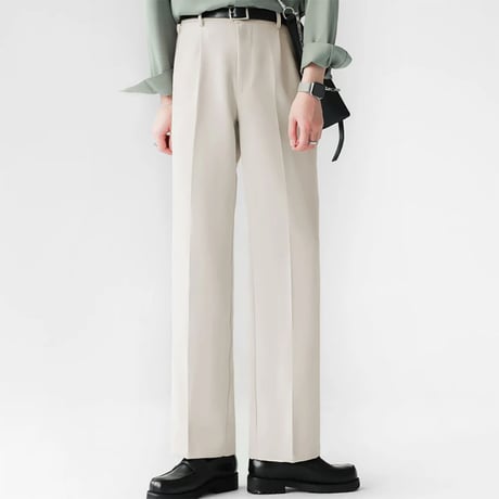 minimal tucked wide slacks /3color　VM1122