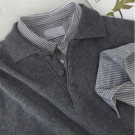 collared knit vest /2color　VG1194