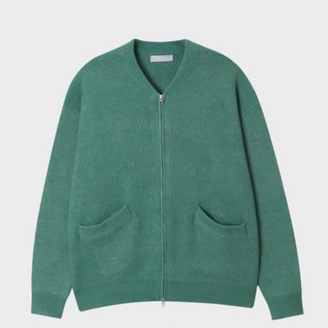 daily round neck knit zip-up /5color　VG1144