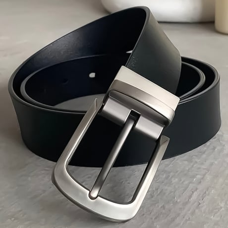 minimal silver buckle leather belt　VM1079