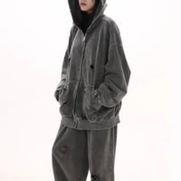 chemical damaged zip hoodie　VM1013