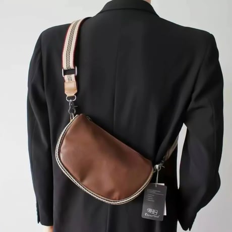 minimal leather half moon bag /3color　VG1195