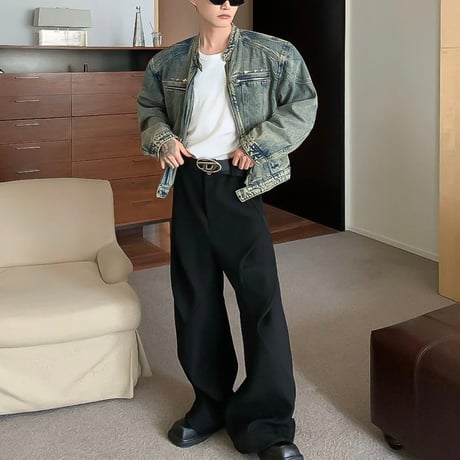 oversized denim utility jacket /2color　VG1321