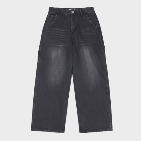 carpenter washing wide denim pants /4color　VG1108