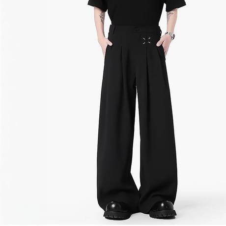 x-detail wide pleat slacks /2color　VM1115