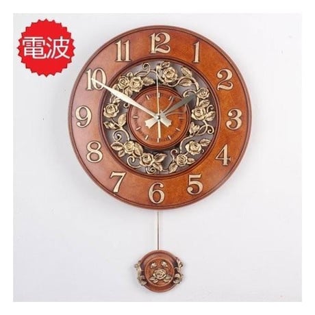電波掛け時計 ゴールデンエンジェルラウンド振り子時計W 電波時計