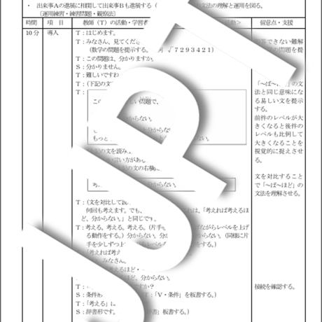 模擬授業合格！日本語教育 教案  中級「～ば～ほど」、板書付きPDF