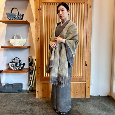 OLN scarves「happa blanket shawl（ハッパブランケットショール）」jasmine yellow