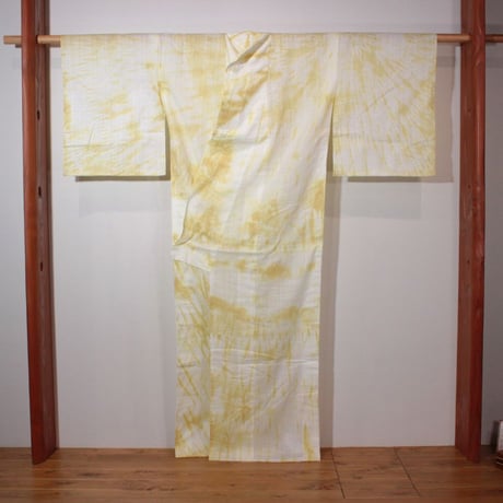 エバ絞り浴衣　黄蘗