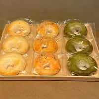 [6ヶ月定期配送プラン]　生米粉ベーグル人気セット〈9個〉博多明太子バター・岩塩バター・抹茶ダブルチョコ