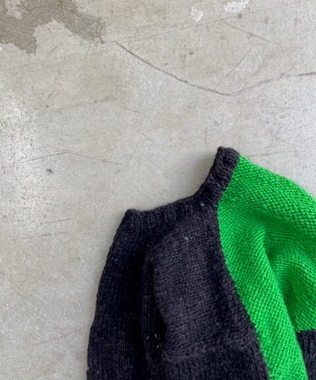 DA'S/Organ Sweater 2 "hand knitting"/brown×apple green(手編みのオルガンセーター/ブラウンxアップルグリーン)