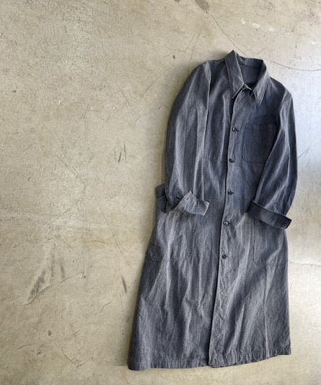 1950s Vintage French Black Chambray Atelier Coat(1950年代フランス, ブラックシャンブレーアトリエコート)