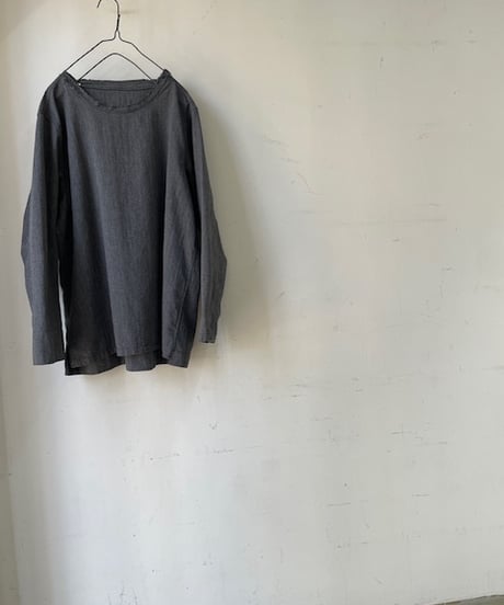 kaval / cotton linen tee blouse "black chambray"(カヴァルのブラックシャンブレー素材のティーブラウス)