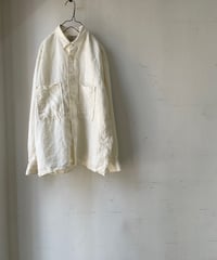kaval / wide long sleeve shirt box hem "silk linen washer"(カヴァルのリネンシルク素材のワイドロングスリーブシャツ)