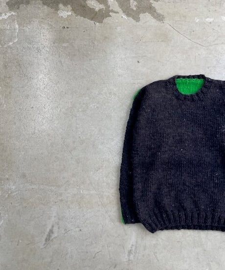 DA'S/Organ Sweater 2 "hand knitting"/brown×apple green(手編みのオルガンセーター/ブラウンxアップルグリーン)