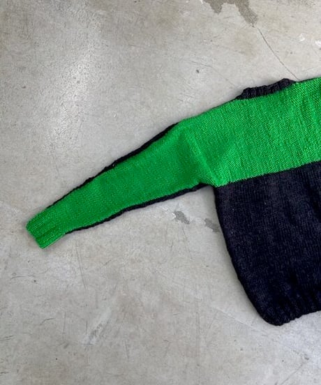 DA'S/Organ Sweater 2 "hand knitting"/brown×apple green(手編みのオルガンセーター/ブラウンxアップルグリーン)
