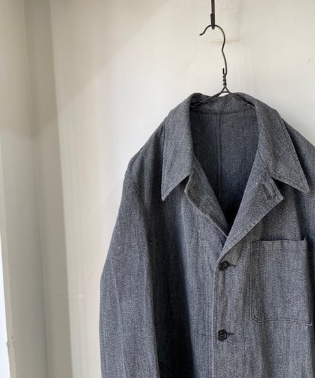 1950s Vintage French Black Chambray Atelier Coat(1950年代フランス, ブラックシャンブレーアトリエコート)
