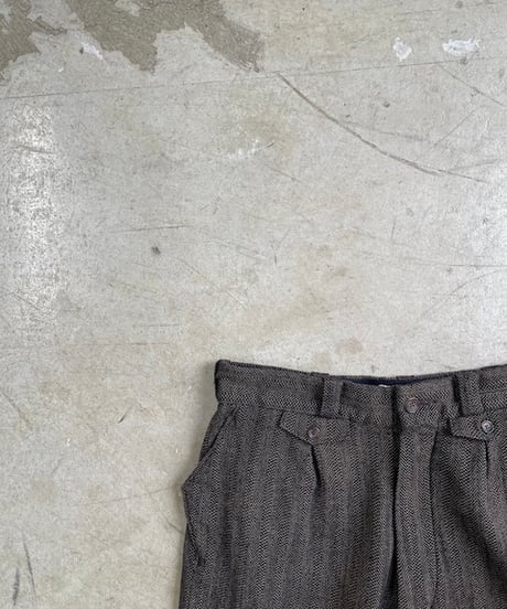 kaval / front tuck trousers 'wool dobby herringbone'(カヴァルのフロントタックトラウザーズ)