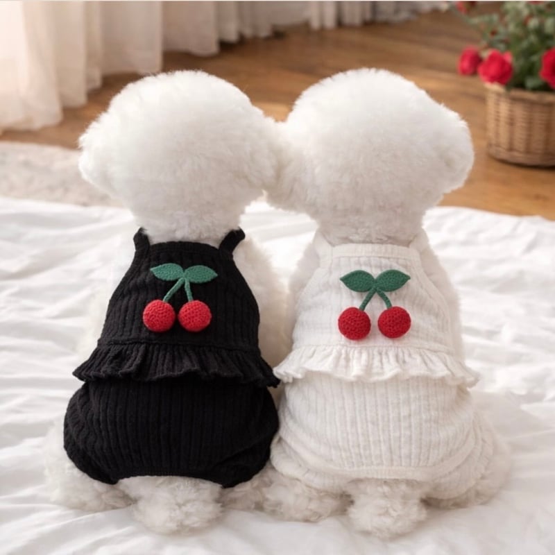 犬服　ご確認　フリルロンパース　ハンドメイド DOGSチェリーフリルロンパース DOGS Cherry Frill Romper | DOG