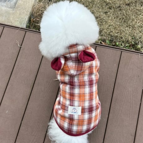DOGSチェックポンチョ　DOGS Plaid Poncho